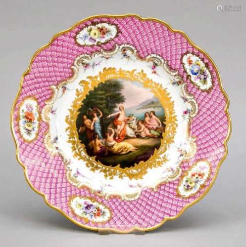 Picture plate, Meissen, Knauff sword mark 1850-1924, 1st quality, in the mirror