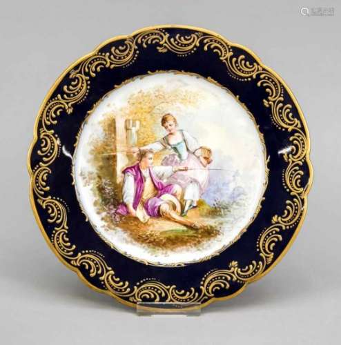 Picture plate, France, 20th century, Sevres imitation mark, polychrome painting in themirror,