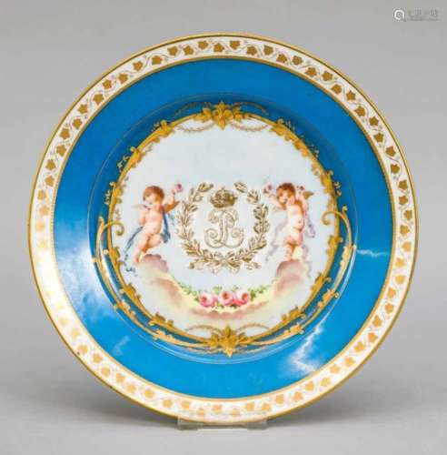 Wall plate, Sevres, France, around 1845, mark ''Château des Tuilleries'', in the mirrorcrowned