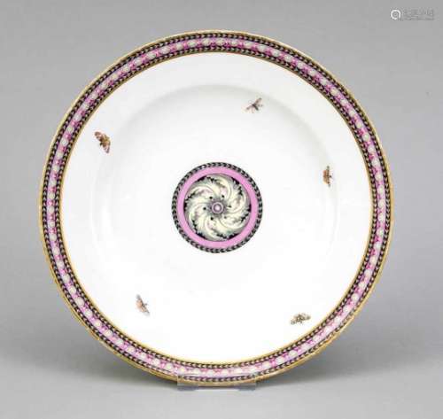 Plate, KPM, around 1800, painter's mark for 1803-1813, form antique smooth, polychromepainting,