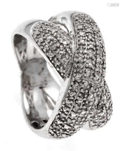 Diamond ring silver 925/000 rhodium-plated with diamonds, ring size 55, 11.1 gDiamant-Ring Silber