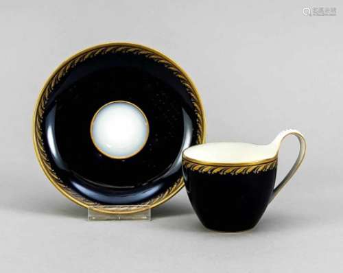 Mocha cup with saucer, KPM Berlin, beginning 20th century, 1st quality, red orb mark, ArtNouveau,