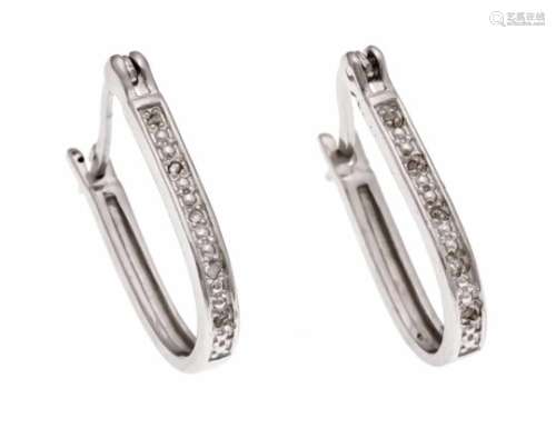 Diamond earrings silver 925/000 rhodium-plated with diamonds, L. 19 mm, 2.7 gDiamant-Ohrringe Silber