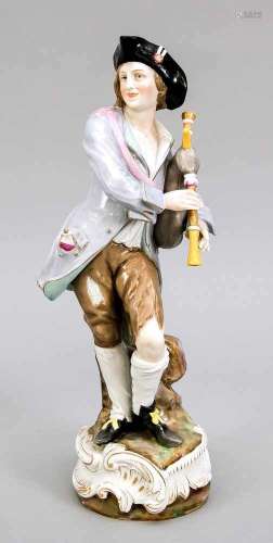 Happy bagpiper with bottle in his jacket pocket, Richard Eckert & Co. Rudolstadt,Thuringia, around