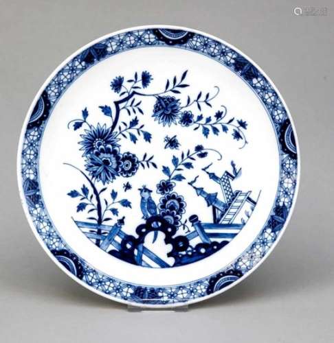 Wall plate, Meissen, mark 1972-80, 2nd quality, model no. N 117, Kakiemon painting withrock and bird