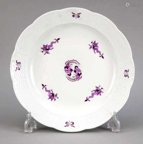 Round bowl, Meissen, markl 1924-34, 2nd quality, shape Ozier, decor purple court dragon, Ø31 cmRunde