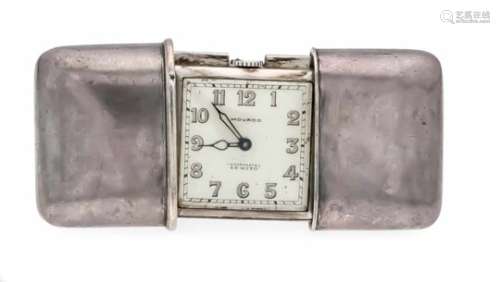 Movado Reiseuhr, im Schiebeetui in Silber 935/000, Chronometre ERMETO, Handaufzug, Uhrwerkläuft,