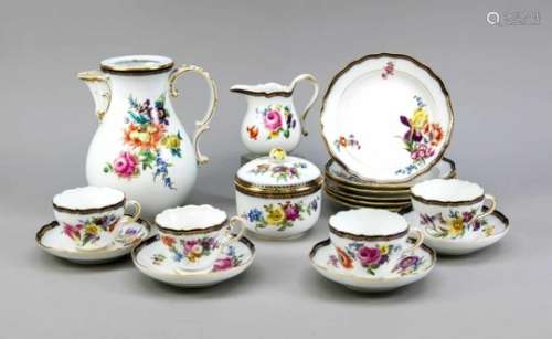 Coffee service for 6 people, 23 pieces, Meissen, mark 1924-34, 1st quality, shape newcutout,
