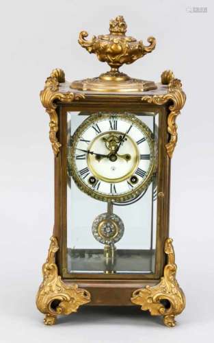 Ansonia Tischuhr Bronze vergoldet und brüniert, Ansonia Clock Company; New York, USA;registriert