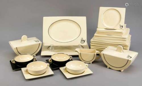 Art Deco service, 56 pieces, Staffordshire, England, 1920s-1930s, designed by ClariceCliff, decor