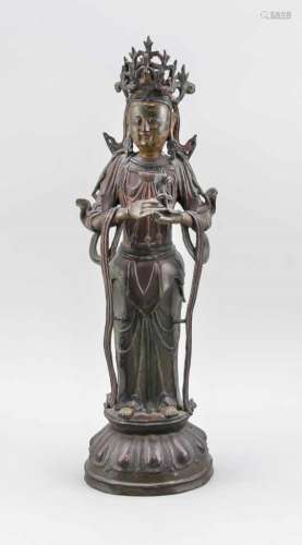 Great Tara/Guanyin in Ming style, China, 19th cent. or earlier? Bronze, partially paintedwith gold