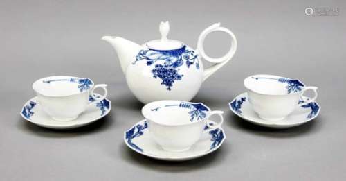Remaining service, 7 pieces, Meissen, after 1970, 2nd quality, shape play of waves, pure,design