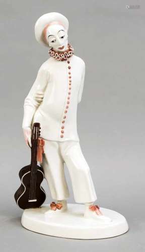 Pierrot with guitar, KPM Berlin, mark before 1945, 1st quality, year letter for 1911,designed by