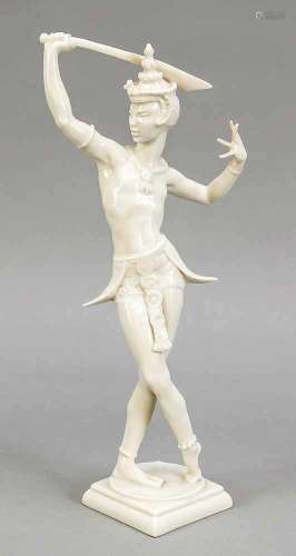Balinese sword dancer, Hutschenreuther, mark of the art department after 1969, white,designed by