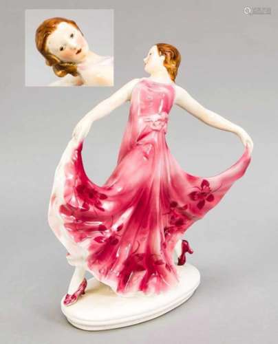 Art Deco dancer, beginning of 20th century, ceramics, polychrome painted, in the manner ofa