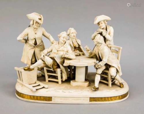 Political dispute, Capodimonte, Italy, 20th century, large group of figures, fivedisputing
