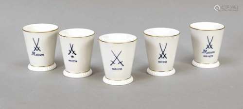 Five collector`s mugs, Meissen, 1997, 1998, 2000, 2002, 1st quality, view side withvarious Sword