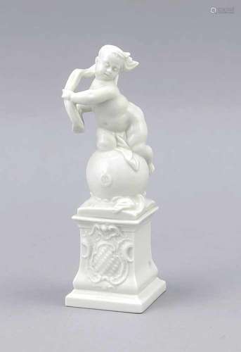 Putto as Fortuna, Nymphenburg, mark 1976-97, Designed by F.A. Bustelli, around 1760, puttoon ball