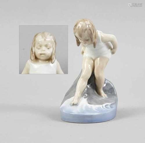 Girl, Royal Copenhagen, Denmark, 20th century, little girl on the bank, designed byChristian