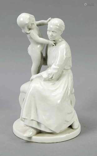 Mother with child, KPM Berlin, year 1911, 1st quality, white, designed by Paul Schley(1854 -