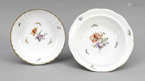 Two bowls, foot bowl or lower part of a lidded terrine, KPM Berlin, mark before 1962, 1stquality,