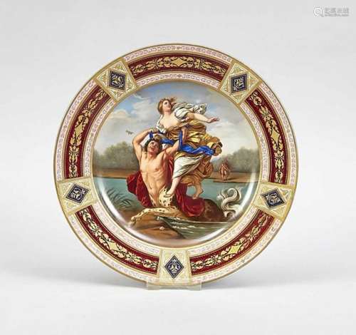 Splendid plate, Vienna, 19th century, polychrome overglaze decor with depiction of the''Abduction of