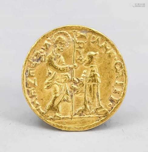 Goldmünze mit Christusdarstellung, wohl Italien (Venedig), 14./15. Jh., 2,2 cm