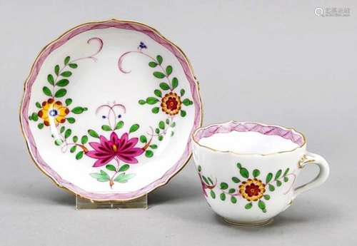 Mocha cup with saucer, Meissen, mark 1924-34, 1st quality, shape new cutout, polychromeKakiemon