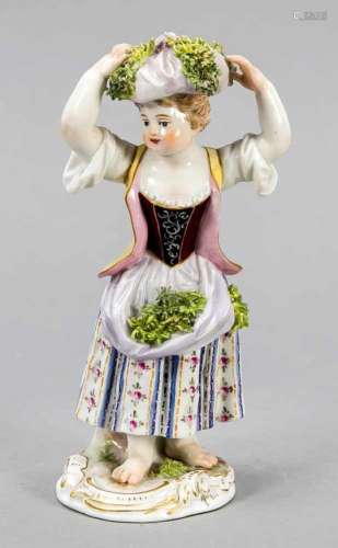 ardener girl with bundle, Meissen, mark 1850-1924, 1st quality, designed by Johann JoachimKaendler