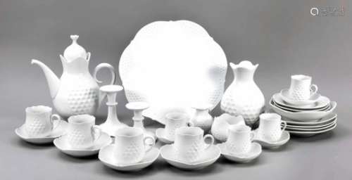 Coffee / mocha service, 32 pieces, Meissen, after 1980, 1st and 2nd quality, white, formlarge