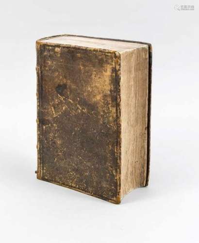 Alte Bibel, Genf, 1705. Ledereinband. Auf einer der ersten Seiten in Französisch bez. als