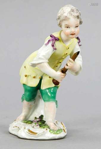 Gardener child with flute, probably Meissen, 19th century, model no. 19, figure of a bentboy with