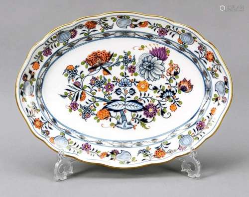 Oval serving plate, Meissen, after 1950, 2nd quality, Royal onion pattern in underglazeblue and