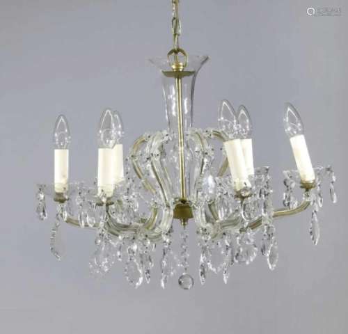 Small Maria Theresia ceiling chandelier, 2nd half of the 20th century, electr., 6 fl.,Metal frame