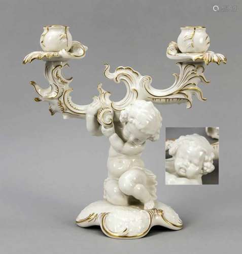 Figural candlestick, Hutschenreuther, Selb, brand of the art department 1955-69, beigefragments,