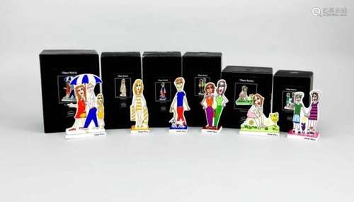 Six figures, Goebel, Artis Orbis, late 20th century, designed by James Rizzi (New YorkCity,