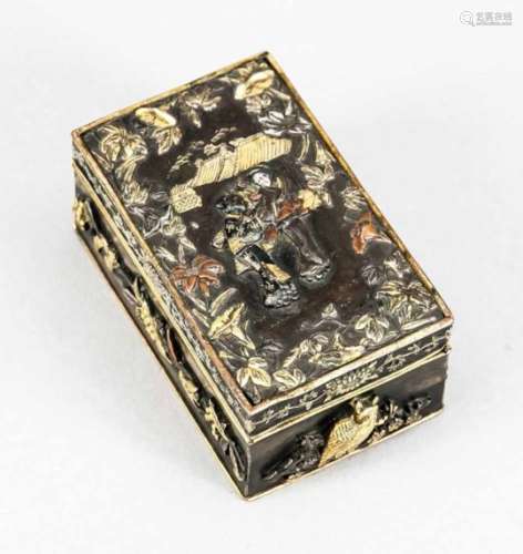 Sawasa Box, Japan, probably 18th century, copper body with exchanges in silver and gold.Strictly