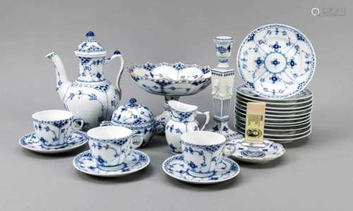 Coffee service for 12 people, 42 pieces, Royal Copenhagen, 20th century, Musselmalet decorin