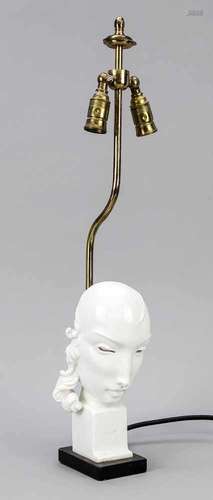 Table lamp, 20th century, lamp base in the form of a half mask, designed by HermannHubatsch (1878-