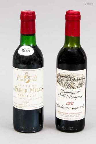 2 Flaschen Wein, 1 x Domaine de L'ile Margaux 1976 Bordeaux superieur (Mis en bouteille
