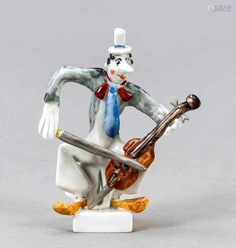 Cello player from the band of the music clowns, Meissen, late 20th century, 1 st quality,designed by