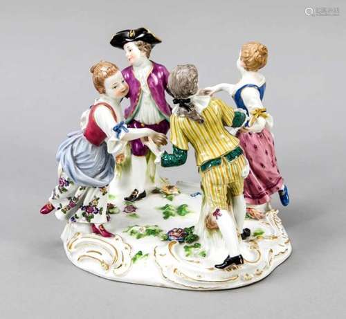 Reigen, Meissen, mark after 1934, 1st quality, four gardener children dancing, designed byJohann