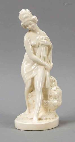 Female nude, ceramics, German ?, beginning 20th century, cream-colored shards, nude womanwith