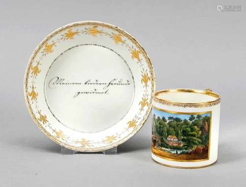 Cup with sauser, Meissen, marcolini mark 1774-1817, 1st quality, Empire shape, frontsideview