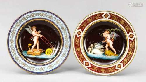 Pair of plates, Vienna, 1812, underglaze blue bee hive mark, blind stamp 812 (Sorgenthalperiod),