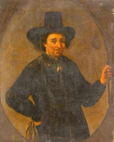 Flemish portrait painter of the early 17th century, portrait of a 39-year-old man in anoval with a