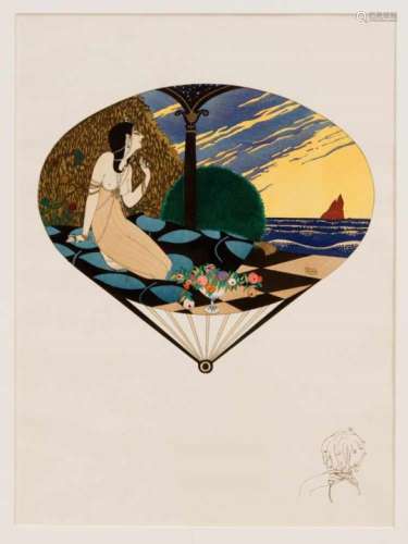 Paul Iribe (1883-1935), design of a fan for Paquin, color lithograph from: ''L'éventail etla