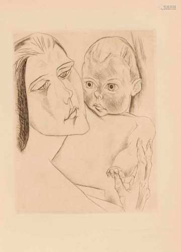 Heinrich (1880-1940), ''Mother with Child'', original etching on sand-colored laid paper,from: ''