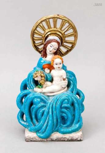 Madonna with the Jesus, Schleiß, Gmunden, Upper Austria, mark after 1925, red potteryshards, colored