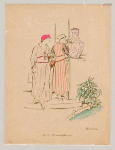 Ludwig Kainer (1885-1967), mixed lot of four color lithographs with various costumedesigns,